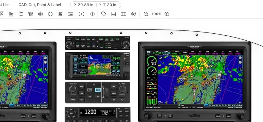 Positions and measurements in the Panel Designer