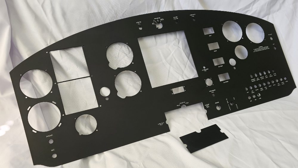 Cessna 150F instrument panel, cut, coated and engraved