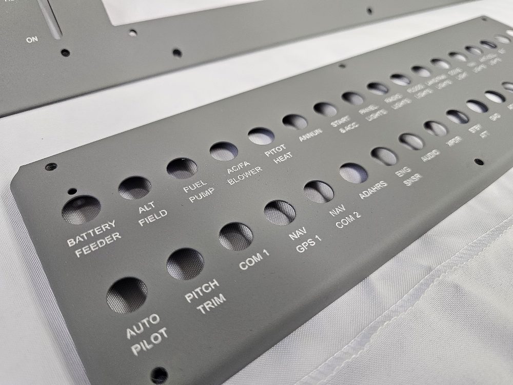 Piper PA-28-181 breaker panel instrument panel, cut, coated and engraved