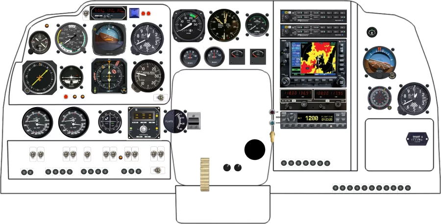 A Beechcraft Baron 55 instrument panel design