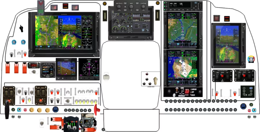 A Beechcraft Baron 55 instrument panel design