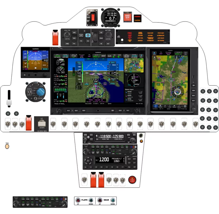 A Flying Legend Tucano Front Panel instrument panel design