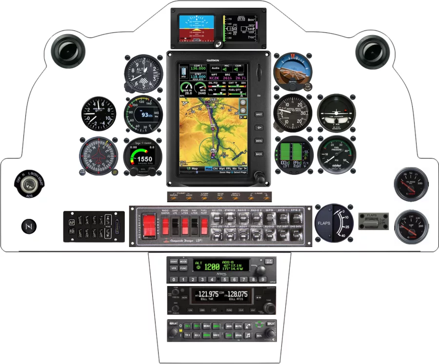 Flying Legend Tucano Front Panel instrument panel design